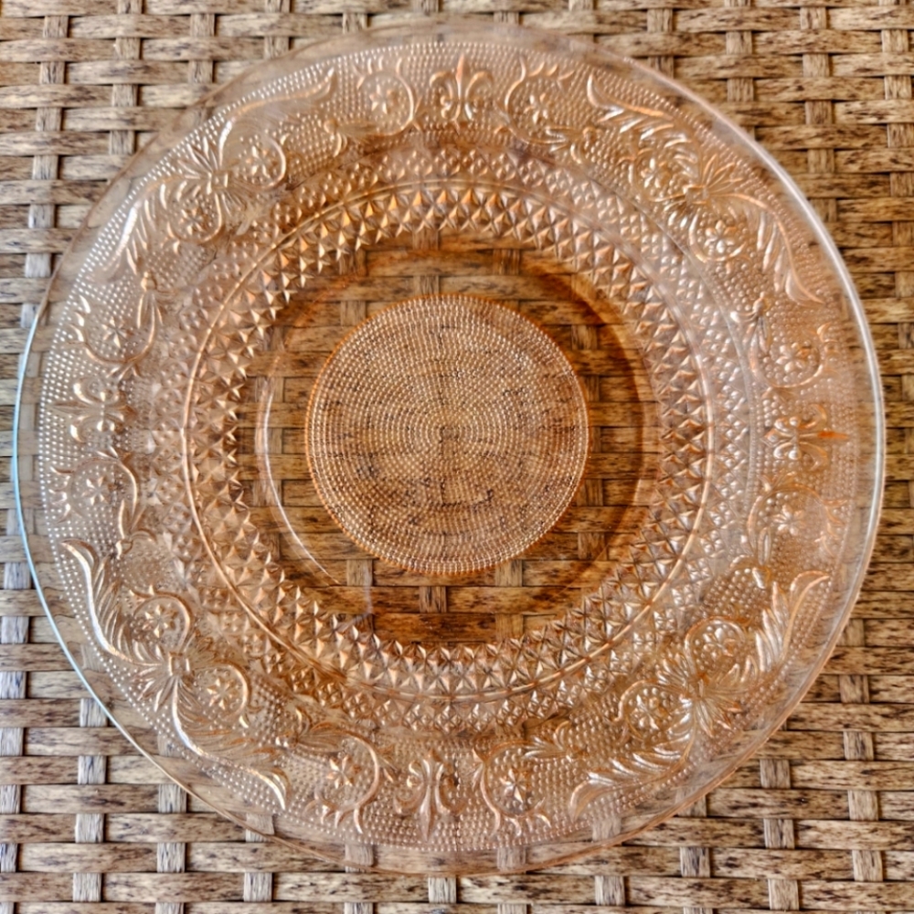 Pink Depression Art Glass  Plate